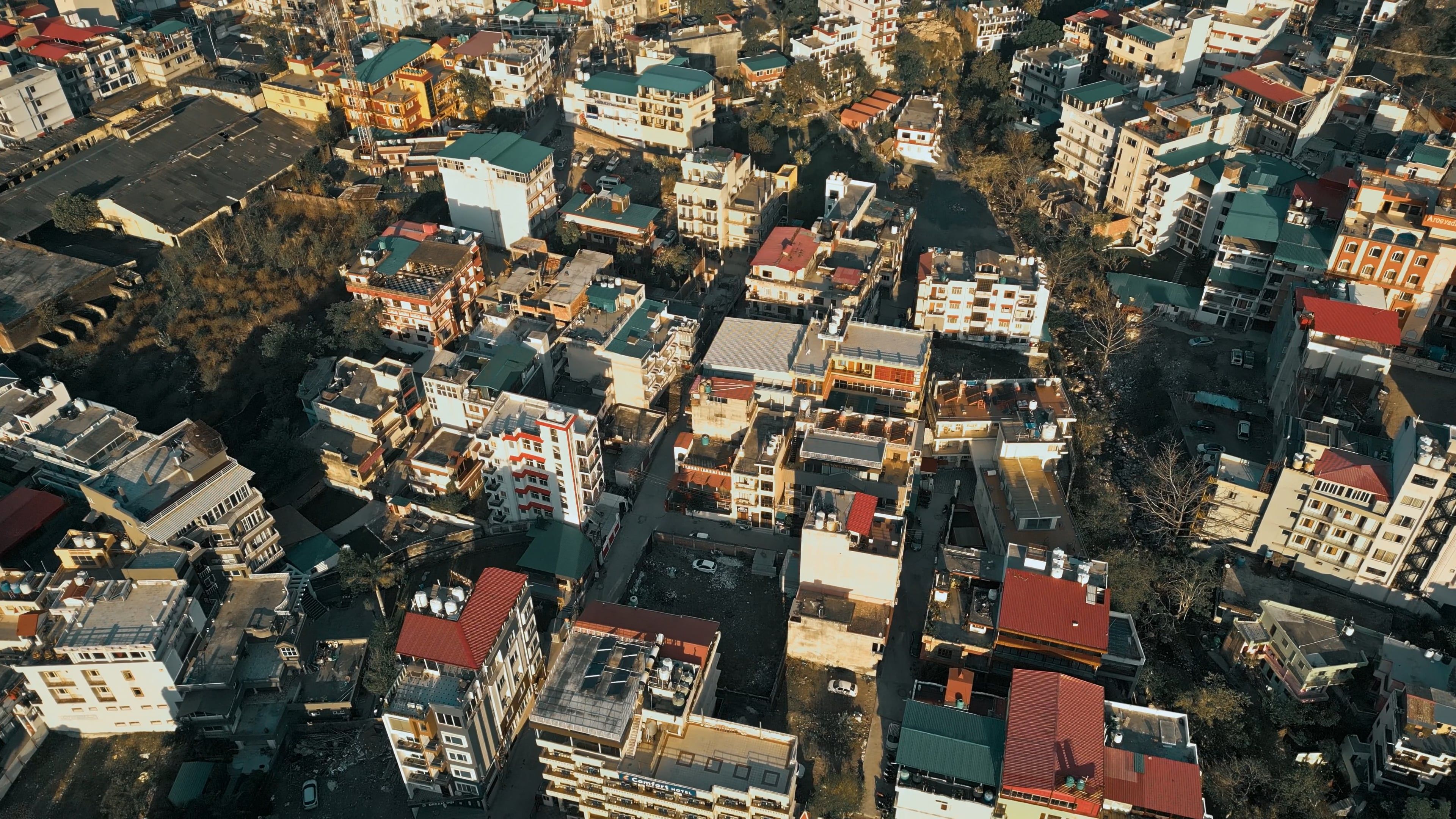 An aerial view of a city with many buildings Free Stock Video Footage ...
