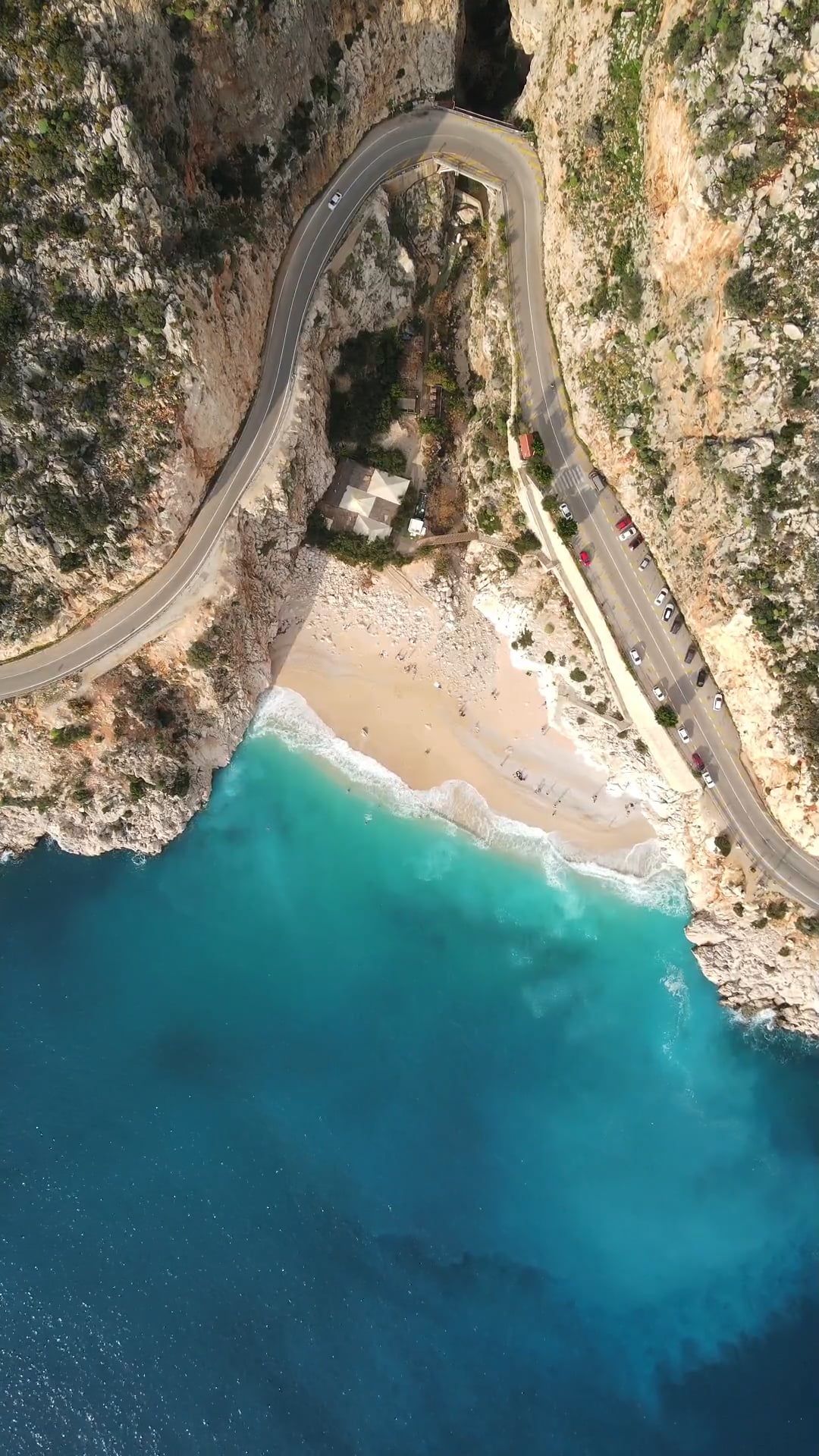 A bird's eye view of the beach and the road Free Stock Video Footage ...