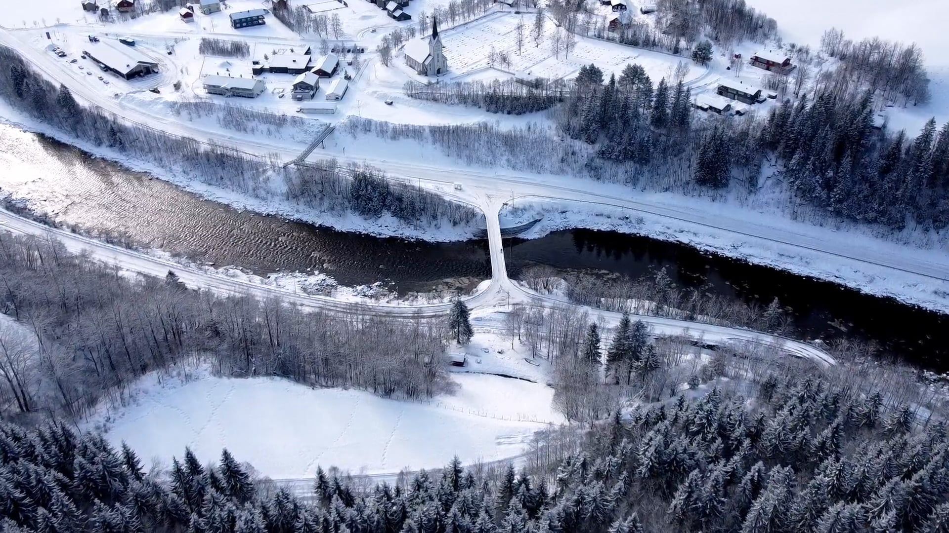 Scenic Winter Aerial View of Snowy River Free Stock Video Footage ...