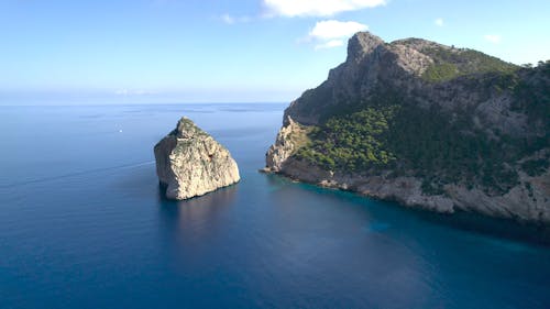 Drone flying above sea