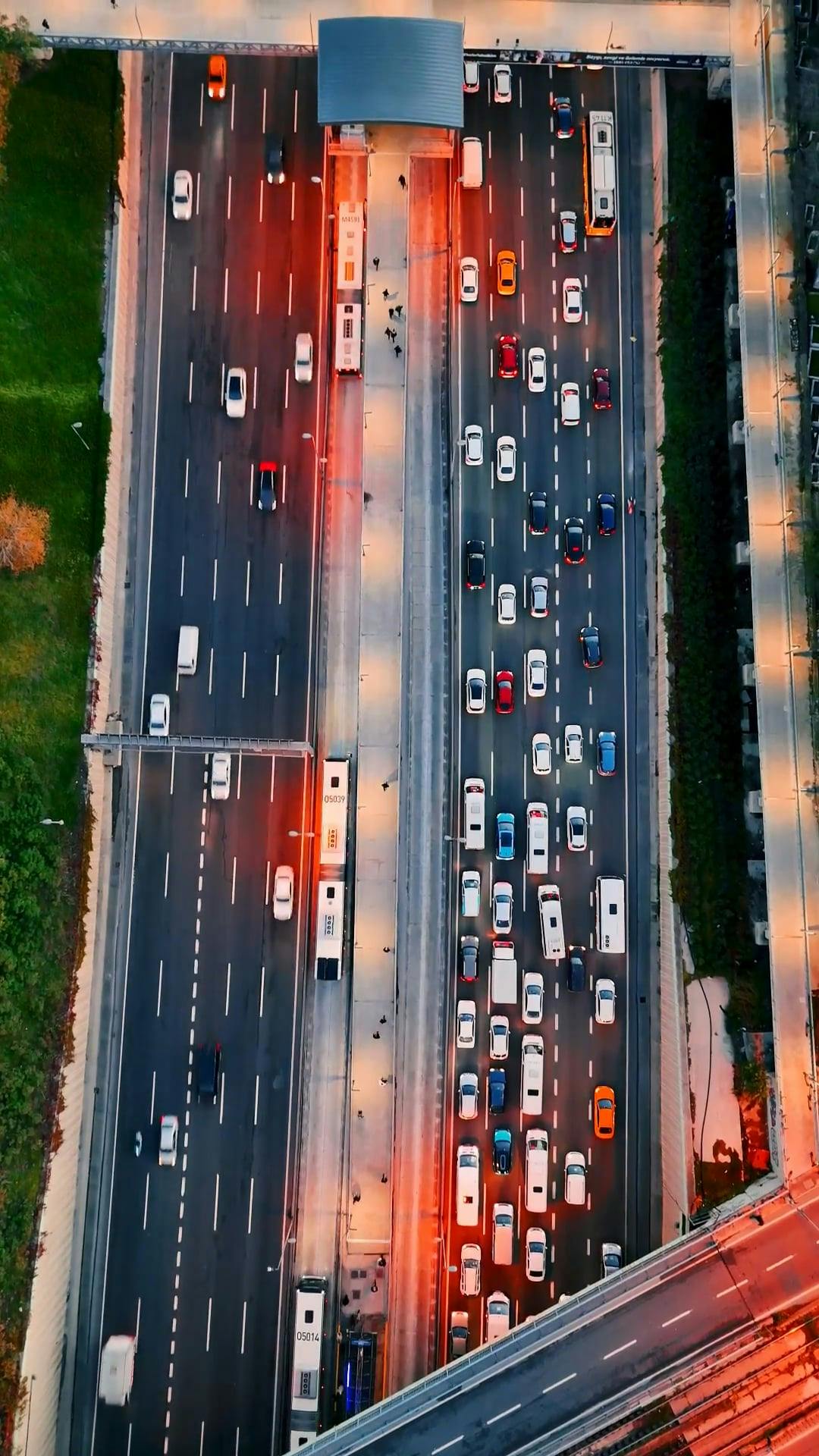 an aerial view of a highway with cars on it 19452742