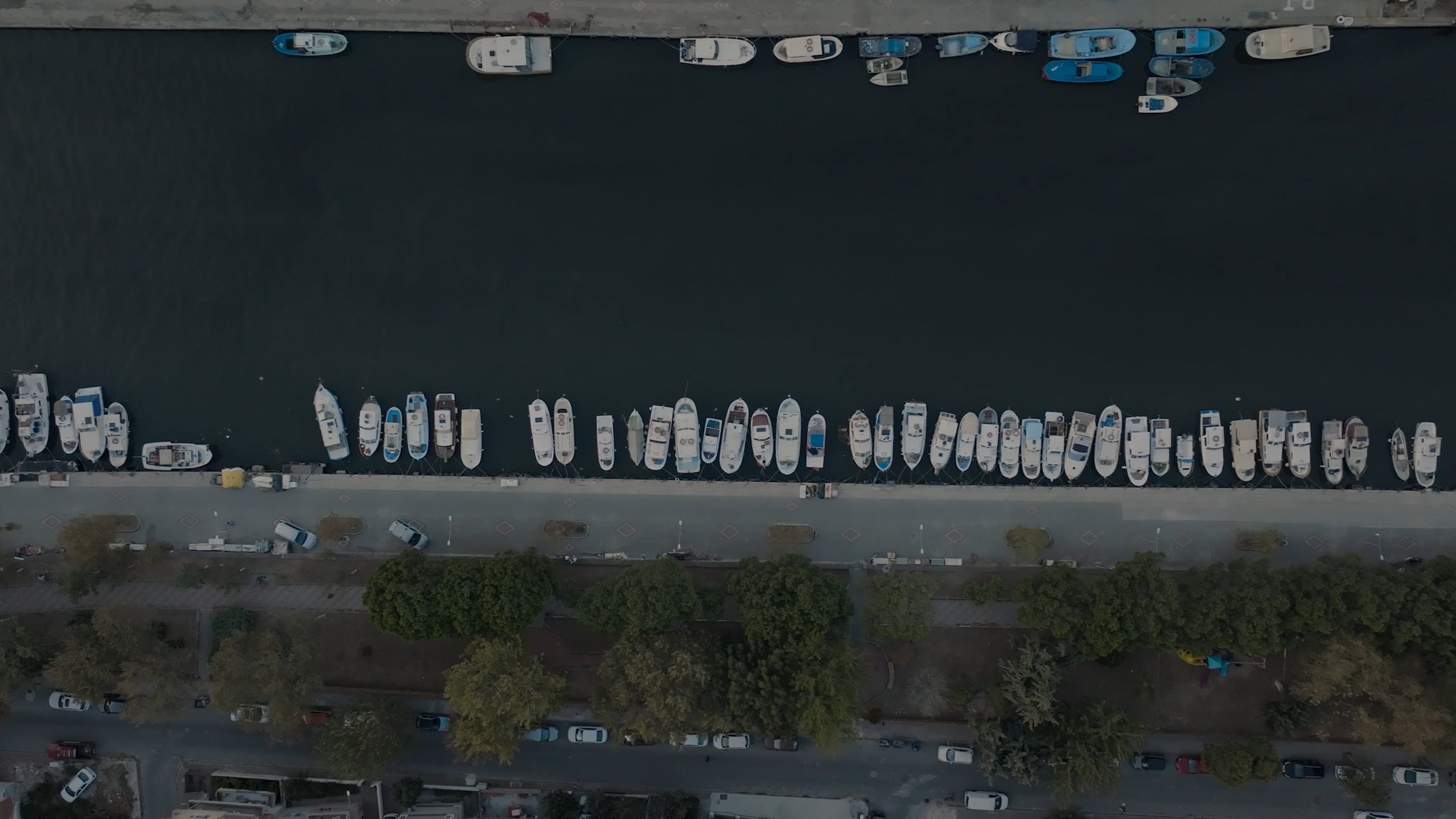 Aerial view of a marina with boats docked Free Stock Video Footage ...