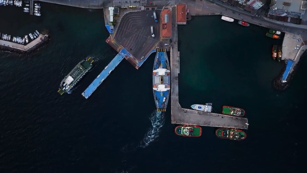 An aerial view of a harbor with boats docked Free Stock Video Footage ...