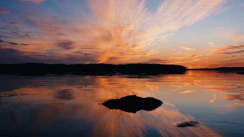 Sunset On A Lake Reflection Peaceful Nature