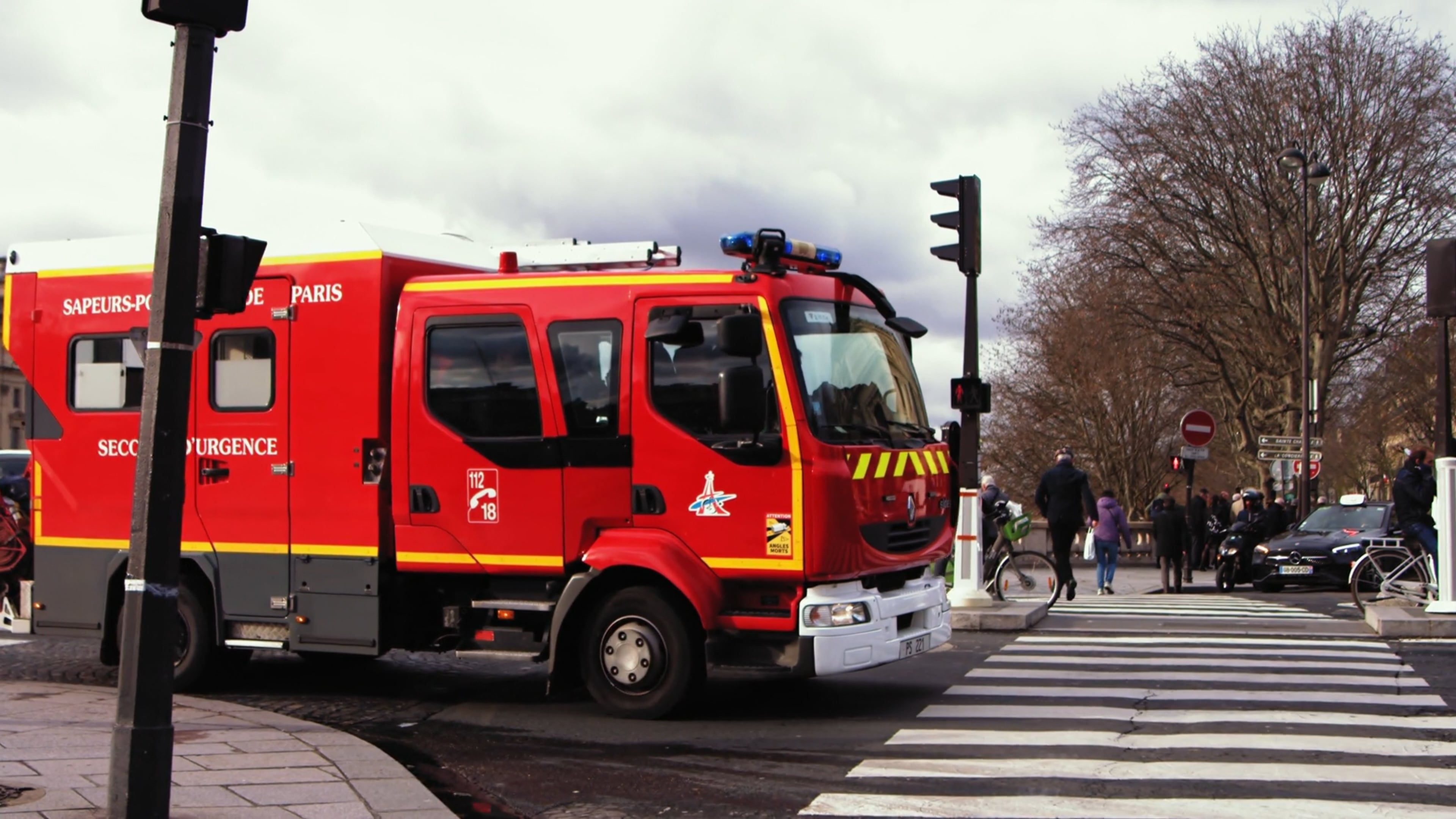 A red fire truck parked in front of a building Free Stock Video Footage ...