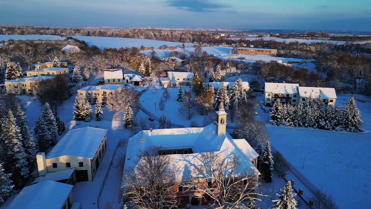 An aerial view of a town in the winter Free Stock Video Footage ...