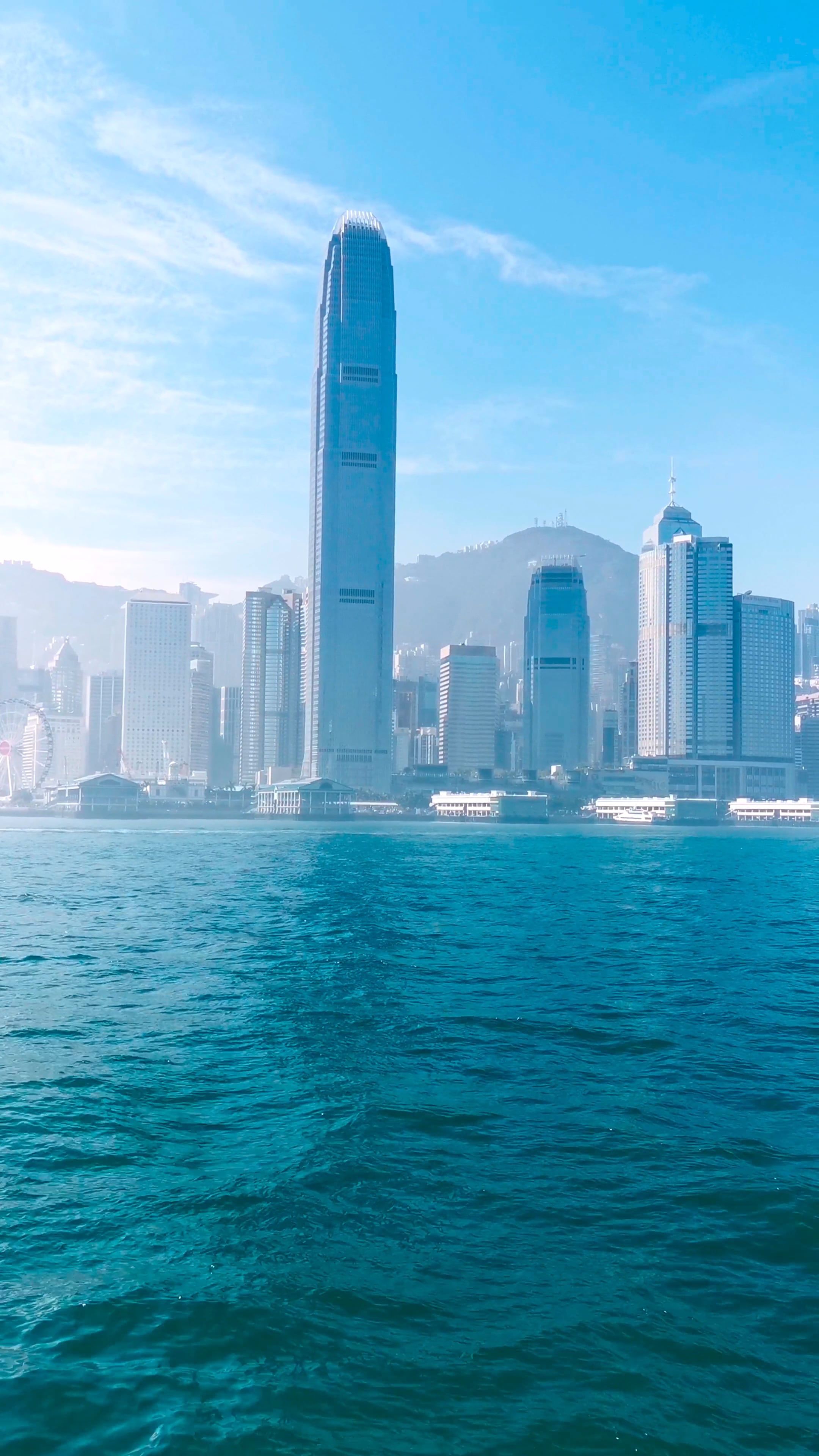 A view of the city skyline from the water Free Stock Video Footage ...