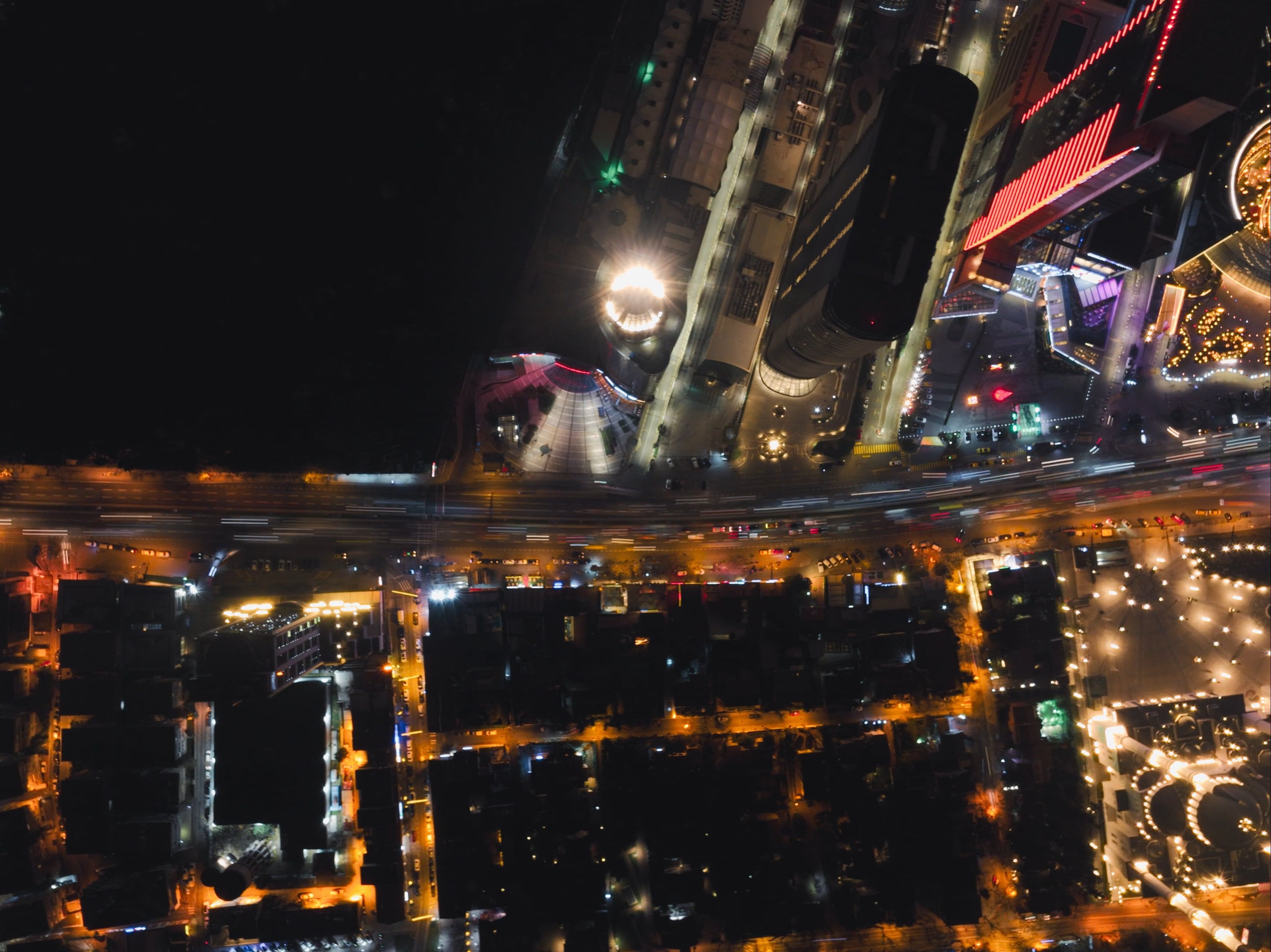Aerial view of the city at night Free Stock Video Footage, Royalty-Free ...