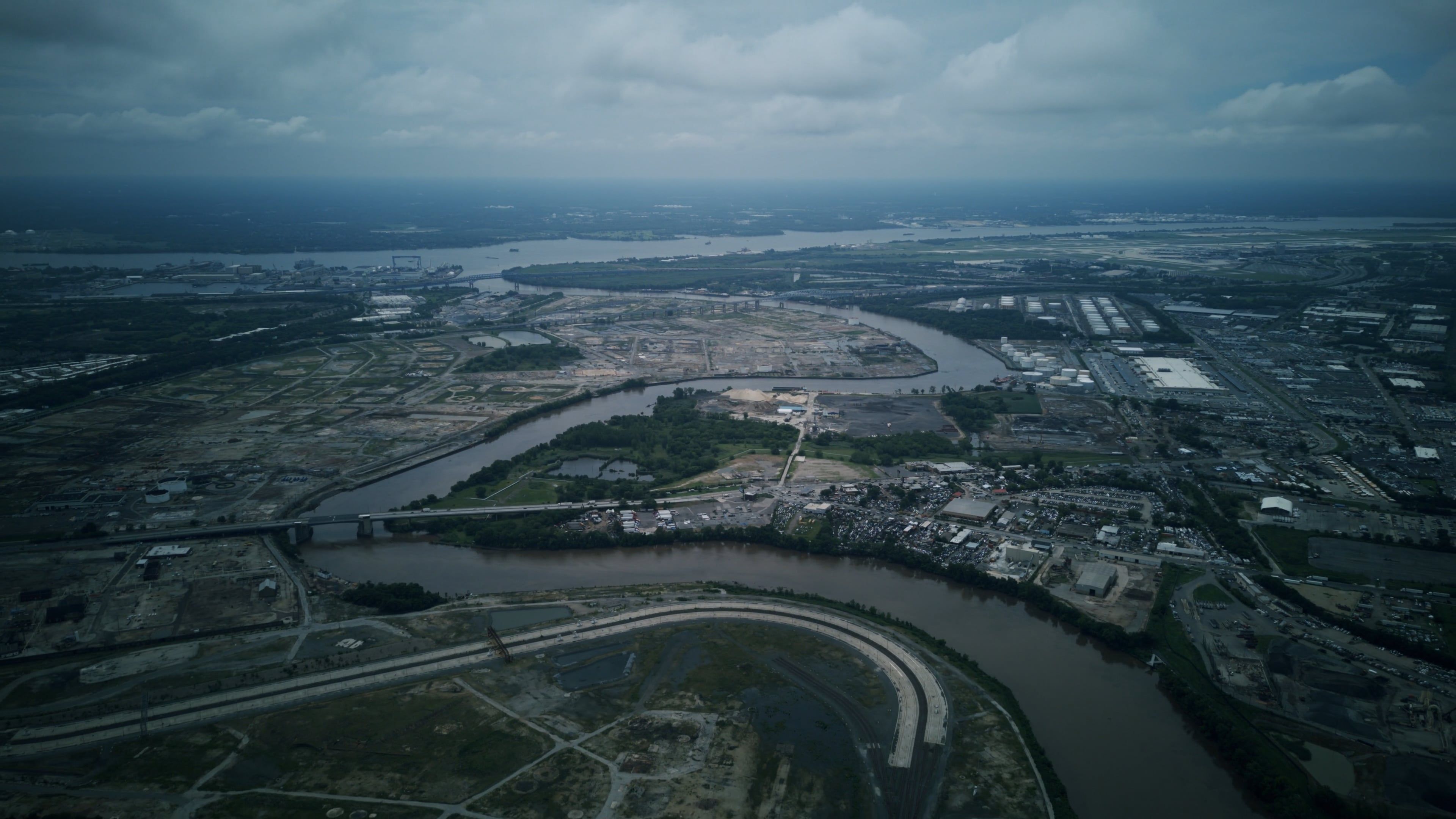 An aerial view of a city and river Free Stock Video Footage, Royalty ...