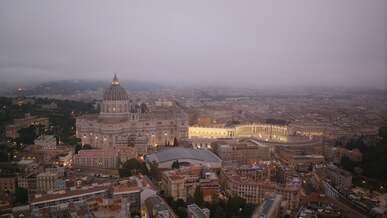 a view of the city of rome from a high vantage point