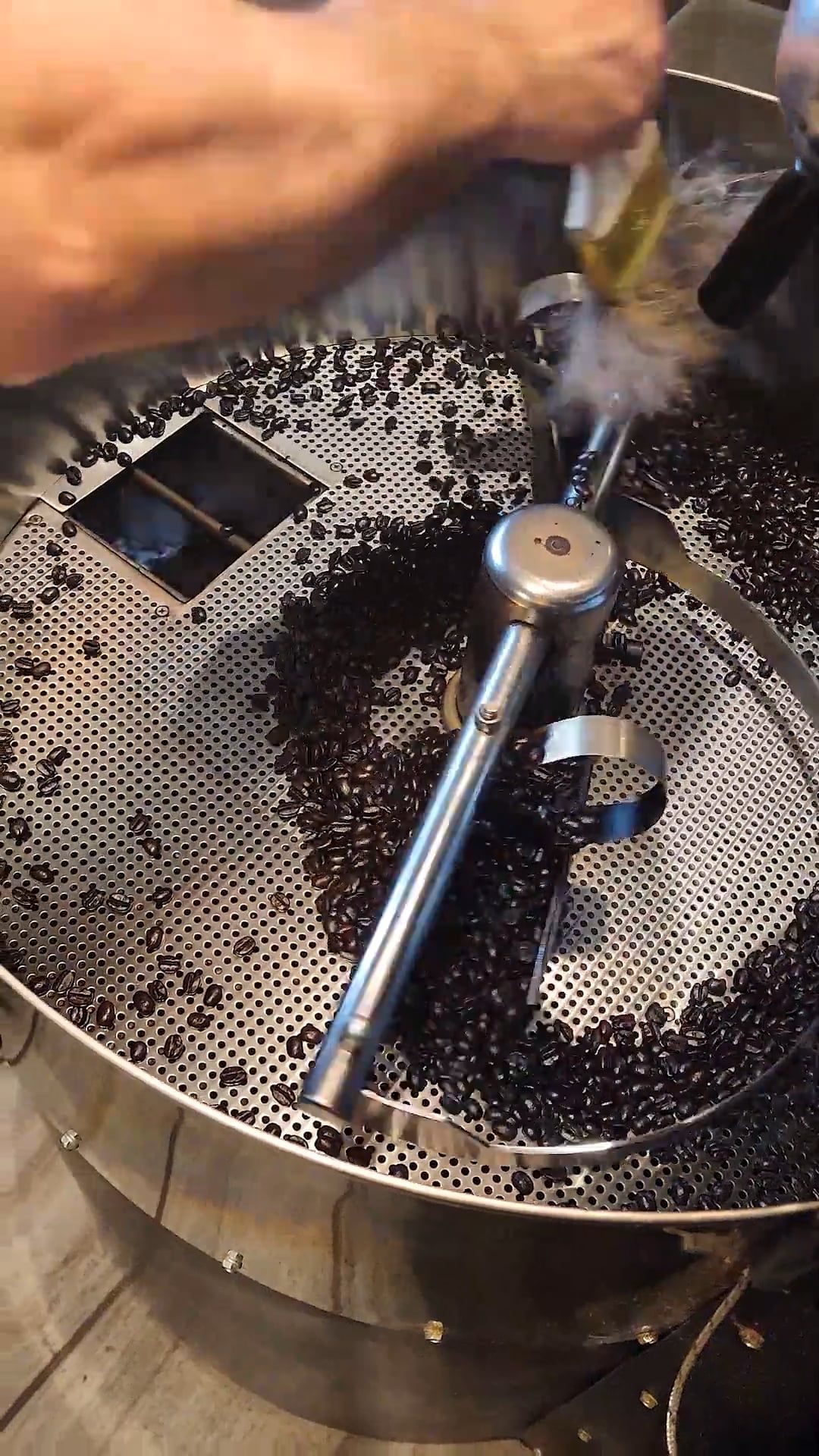 Spinning Fresh Roasted Coffee Beans On A Cooling Machine Free Stock ...