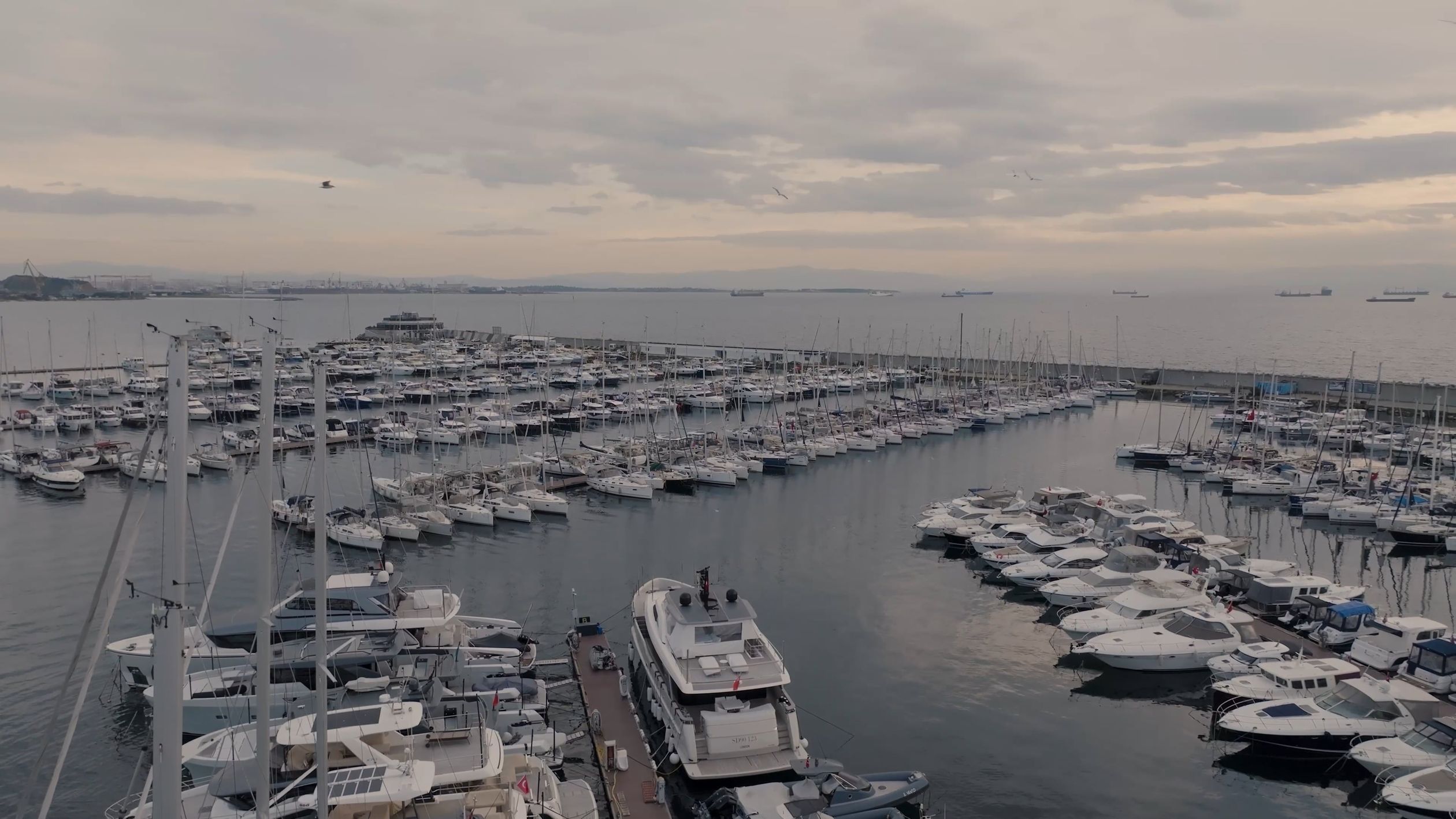 Aerial view of a marina with many boats Free Stock Video Footage ...