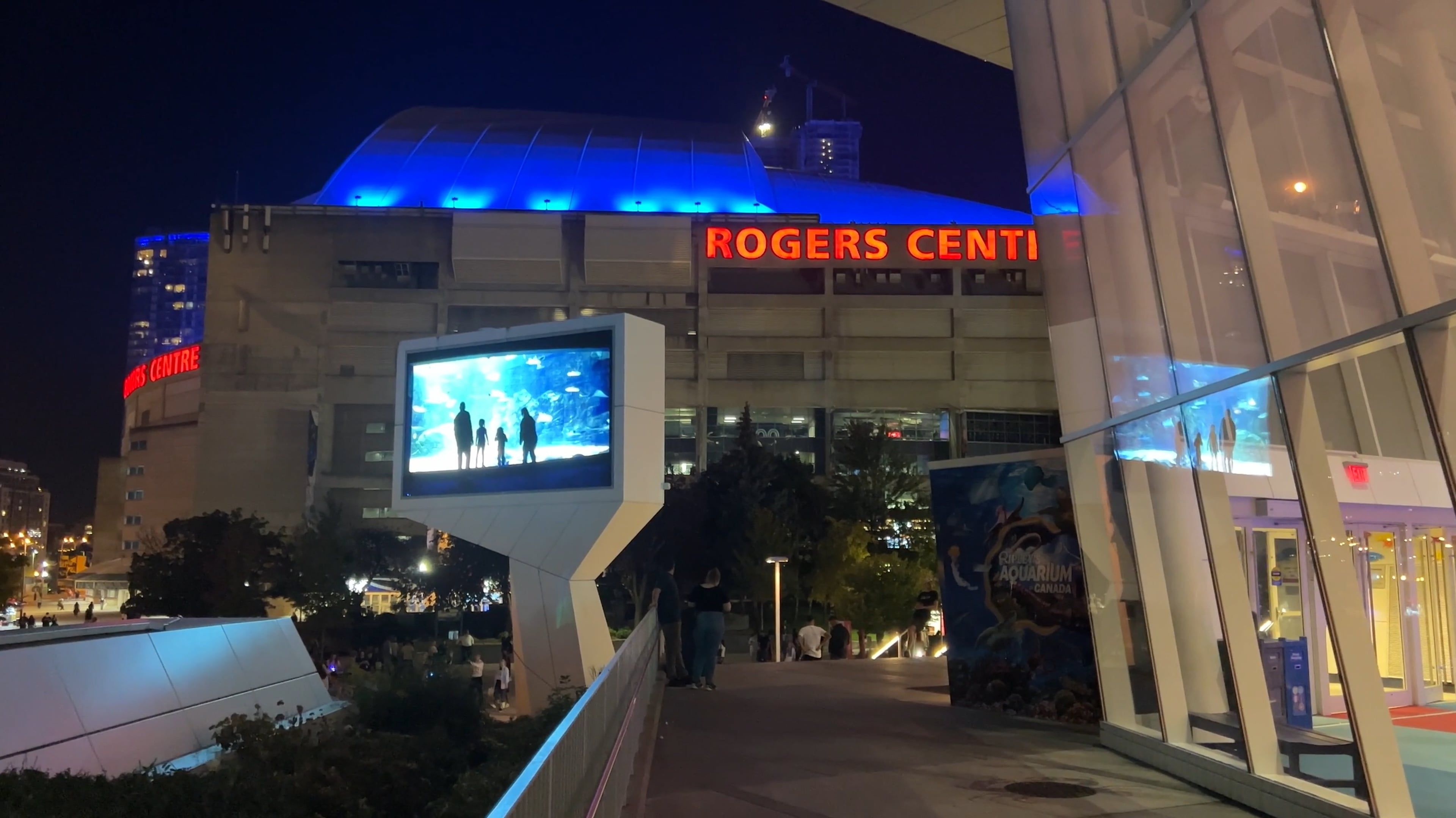 The toronto raptors center is lit up at night Free Stock Video Footage ...