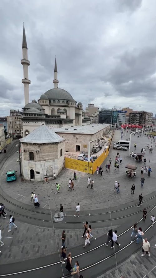 Taksim Square, Taksim Mosque in a rainy day in istanbul