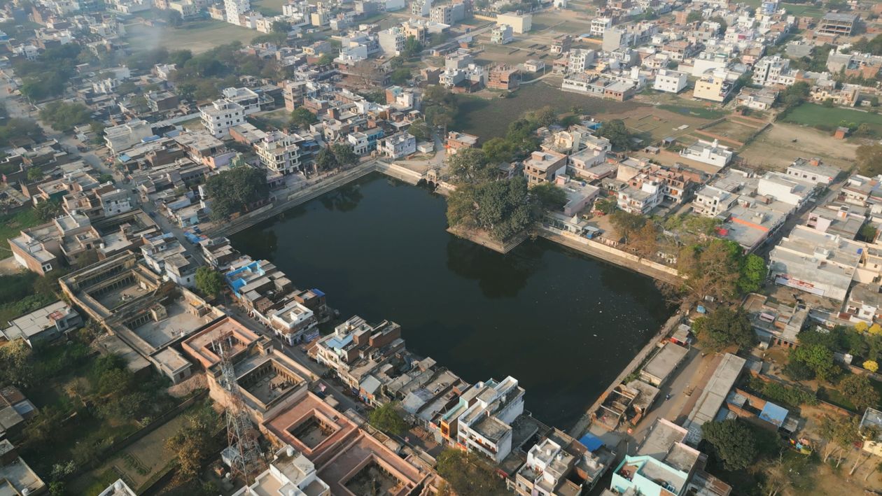 An aerial view of a city with a lake Free Stock Video Footage, Royalty ...