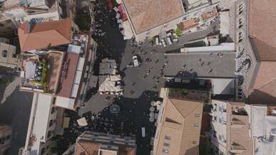 a bird s eye view of a city with many buildings