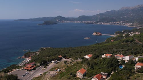 aerial view of Budva 4k drone video Montenegro 