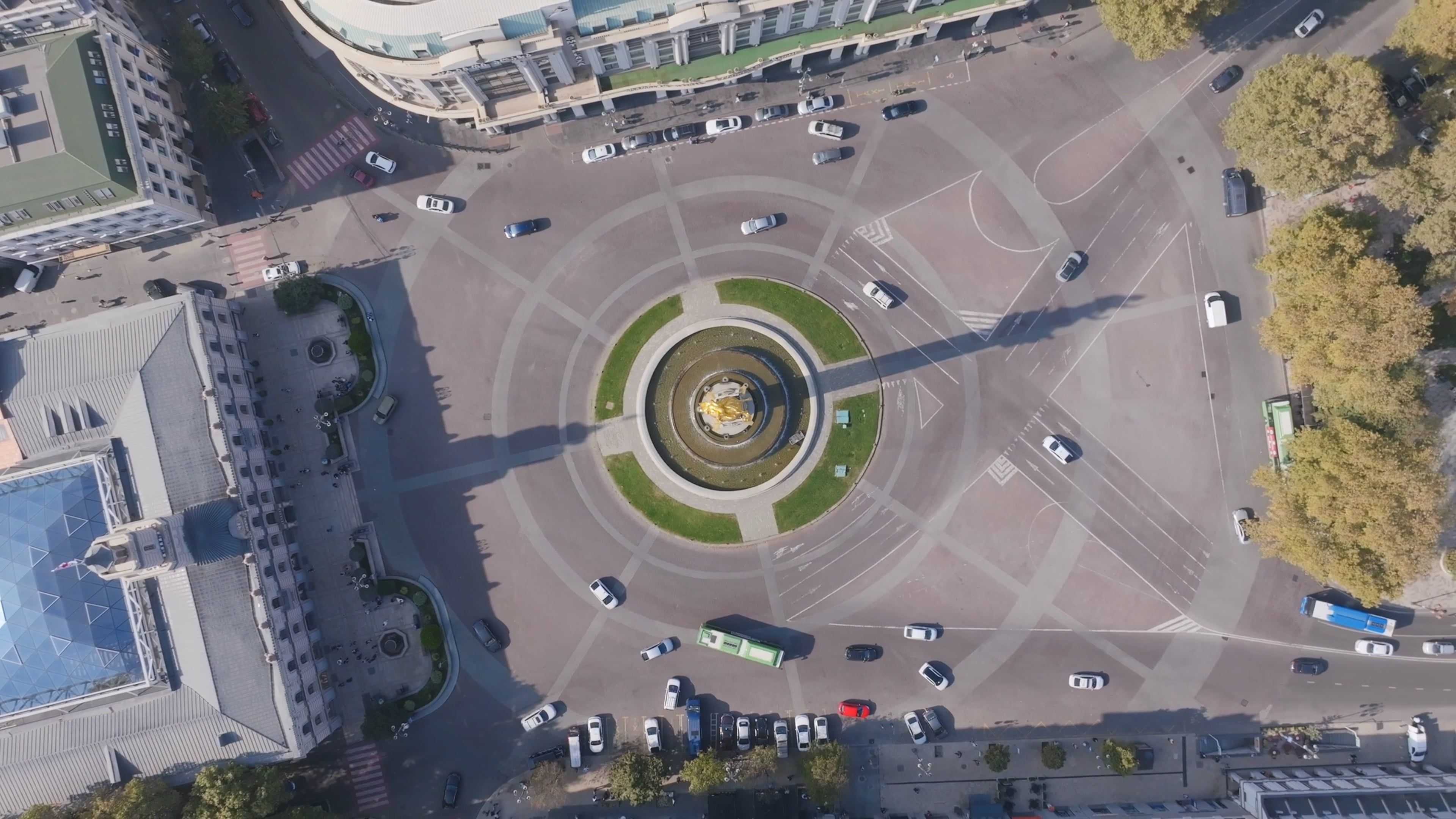 Aerial view of a roundabout in a city Free Stock Video Footage, Royalty ...