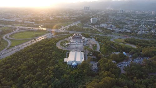 Aerial shot of Islamabad with a sunset