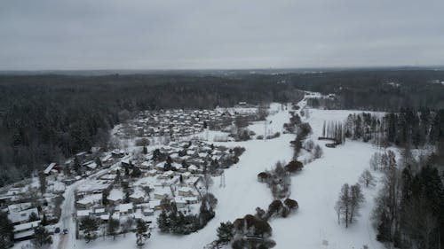 Drone View of  Frozen Lake 