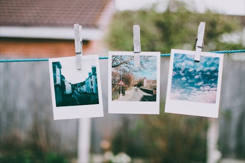 Pictures Hanging On Clothesline