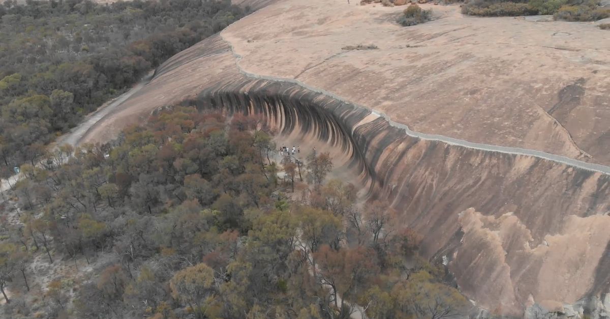 An aerial view of a large rock formation Free Stock Video Footage ...