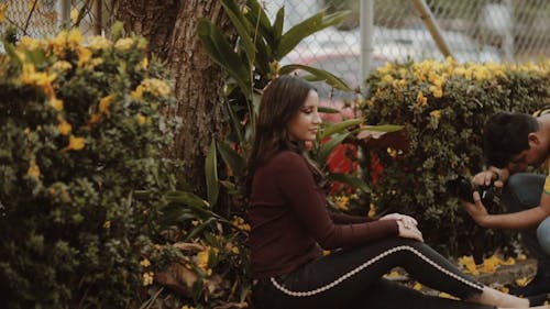 Woman Having A Photoshoot With Autumn Background