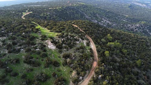 aerial view of road in cyprys mountains