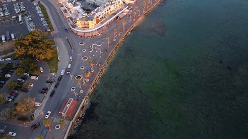 paphos old port from aerial view