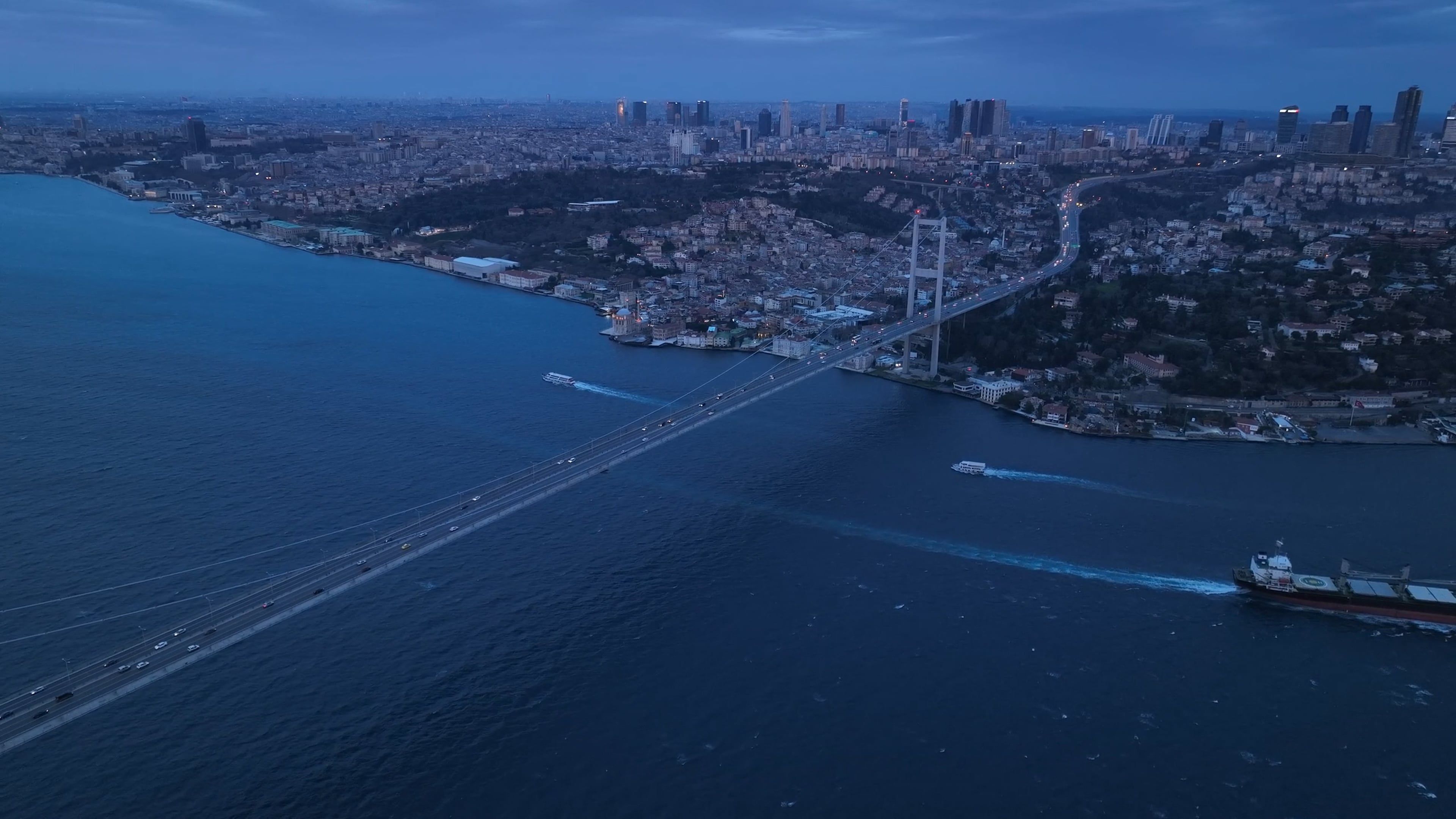 An aerial view of the bosphorus bridge in turkey Free Stock Video ...