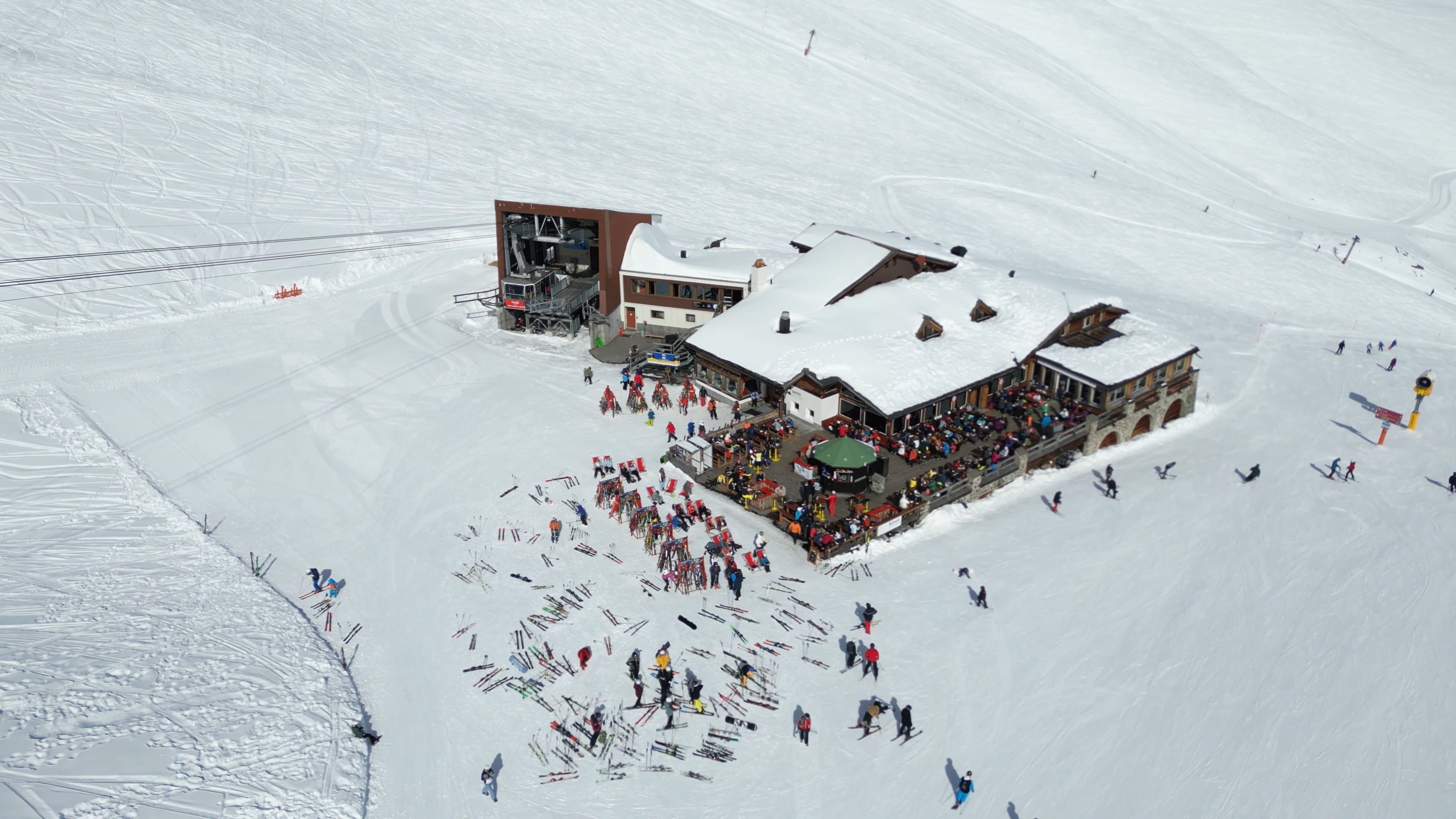 Aerial View of Ski Resort in Snowy Mountains Free Stock Video Footage ...