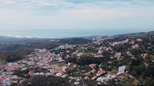 Drone shot of Malveira da Serra and Guincho Beach in Serra de Sintra