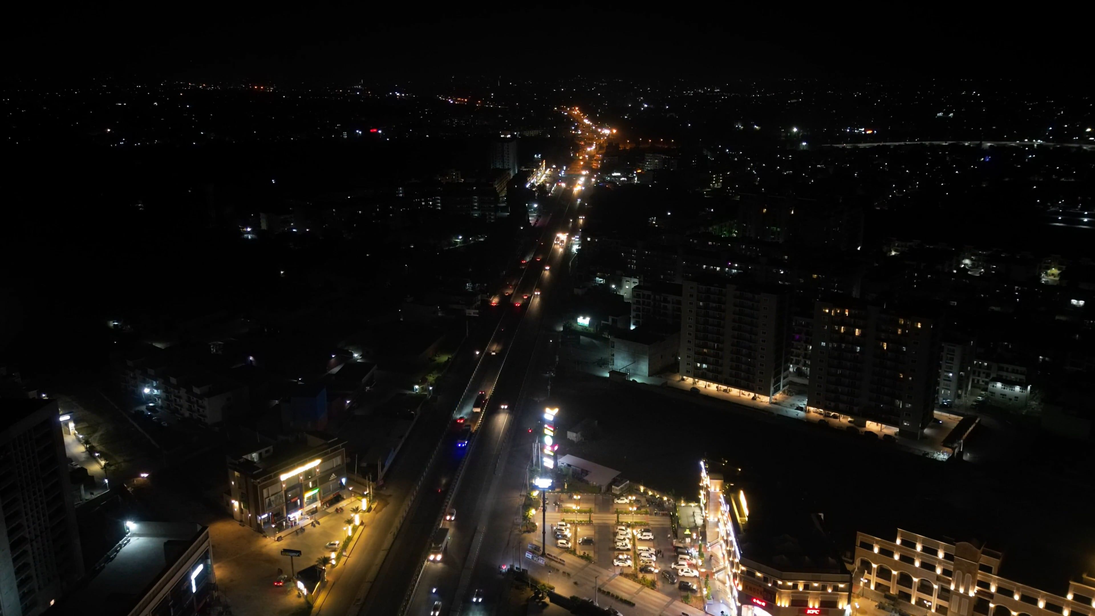 An aerial view of a city at night Free Stock Video Footage, Royalty ...