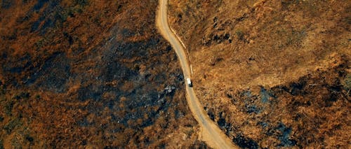 山の道端で車で旅行