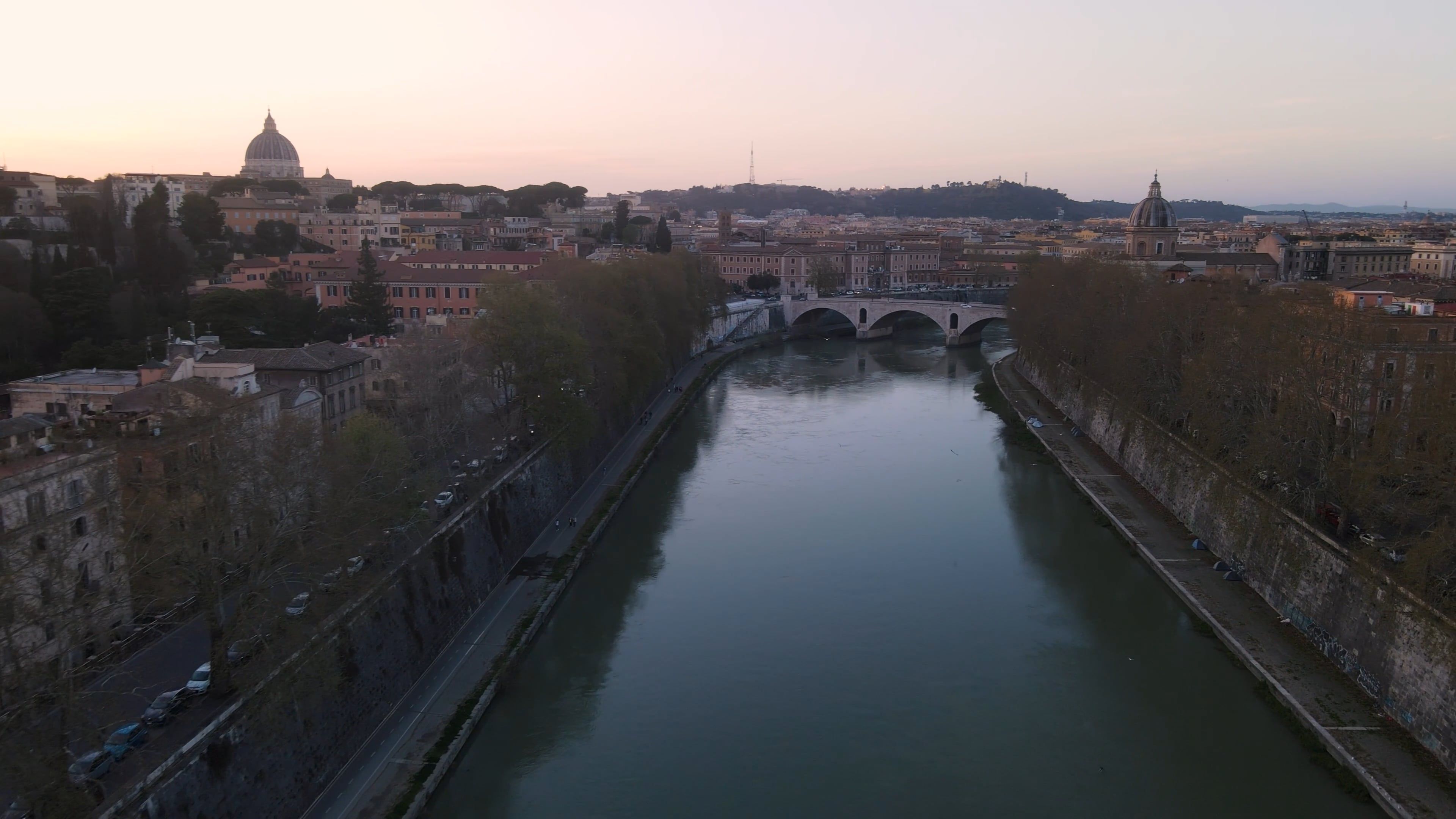 Aerial View of Rome at Sunrise Free Stock Video Footage, Royalty-Free ...