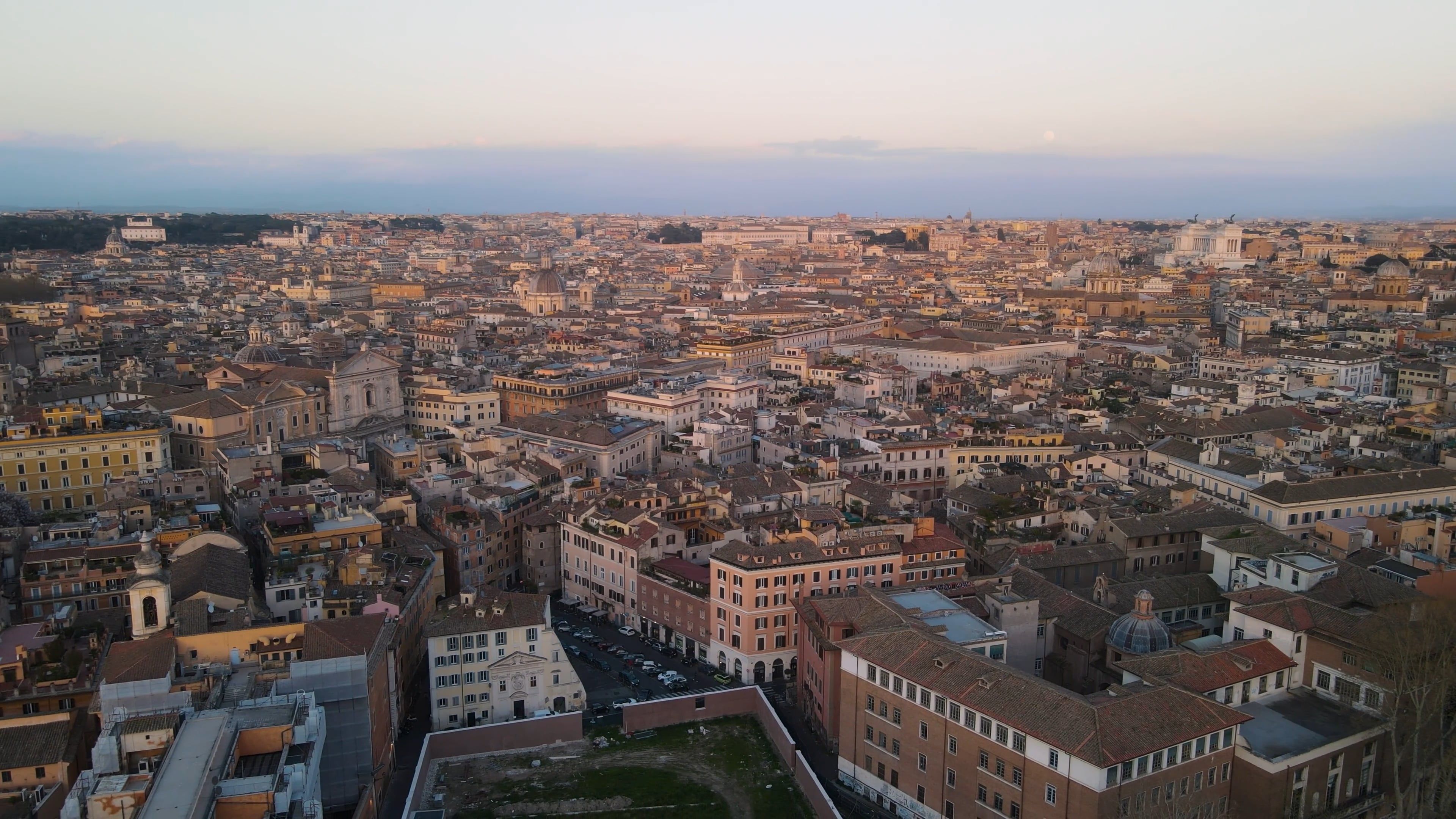 Aerial View of Rome at Dusk Free Stock Video Footage, Royalty-Free 4K ...