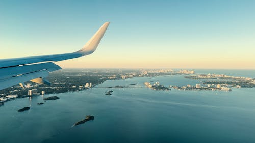 Flight Into Miami At Golden Hour Travel Airplane