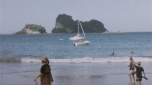 Video Of People In The Beach In Vintage Style