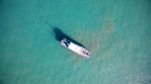 Drone View Of A Ship On The Sea