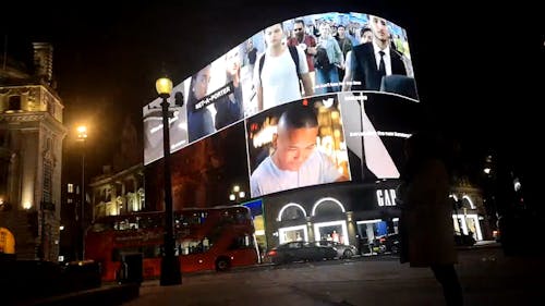 Illuminated Billboard In The City 