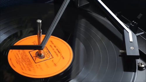 Classic Turntable With Vinyl Record Playing