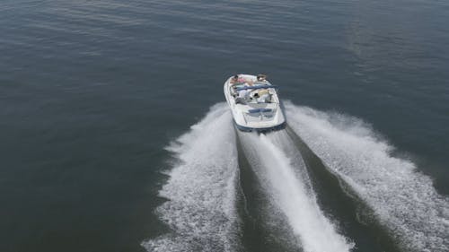 A Speed Boat In A Lake