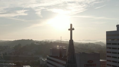 Drone Shot Of Church Tower