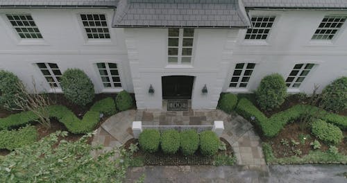 Aerial View Of A Luxurious House With Pool