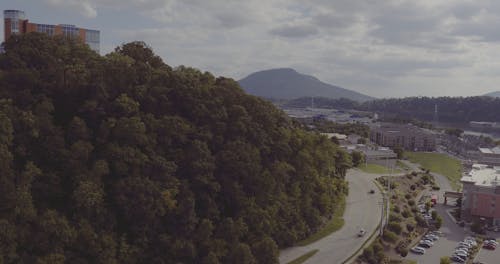 Luchtfoto Beelden Van Een Stad Langs De Rivier