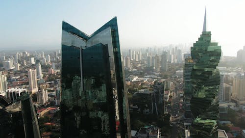 Two Modern Buildings With Glass Exterior