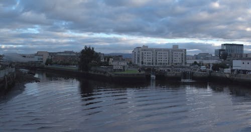 Aerial Footage Of The Signage Of Grand Canal Docks And It's Close Surroundings 