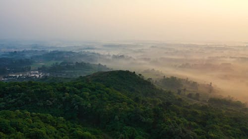 Aerial View Of A Foggy Landscape