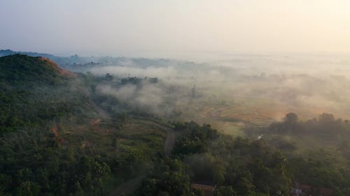 Aerial View Of A Foggy Landscape