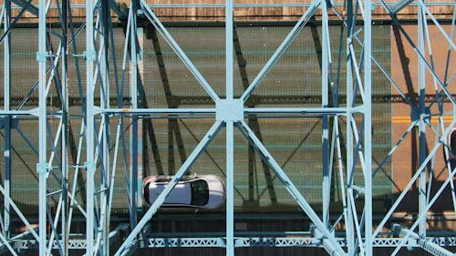 A Steel Bridge Built Over The River